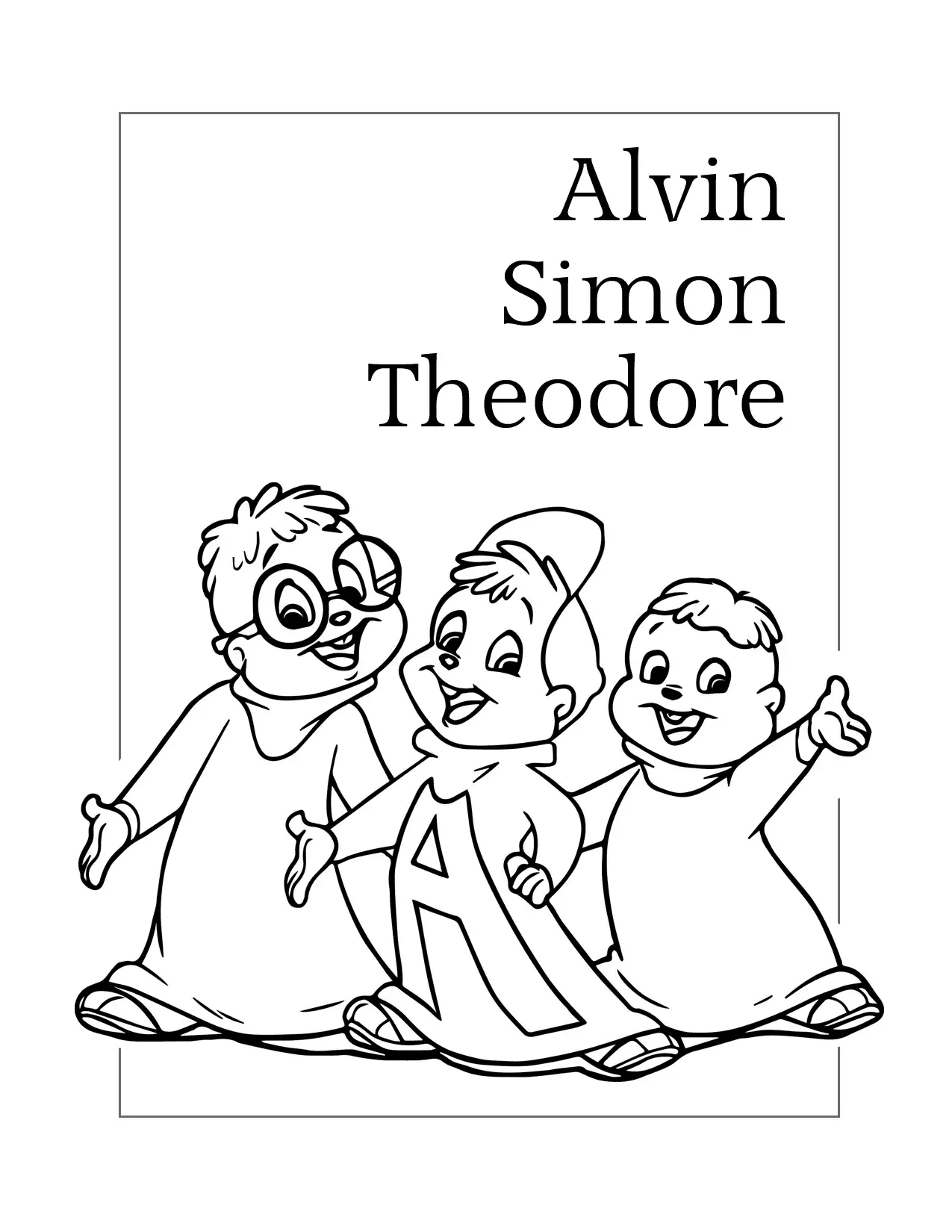 Alvin Simon Theodore Chipmunk Coloring Page
