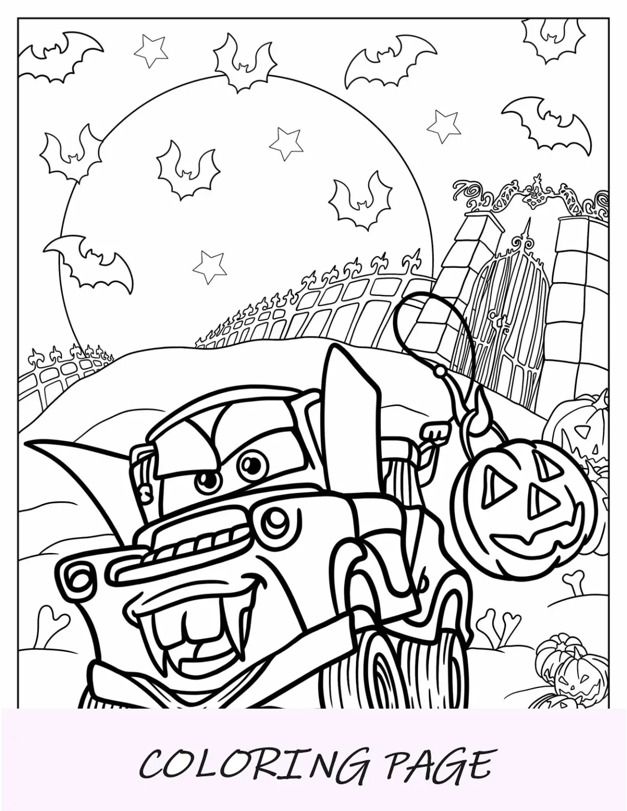 Drácula Mater Rayo McQueen Disney Halloween Para Colorear