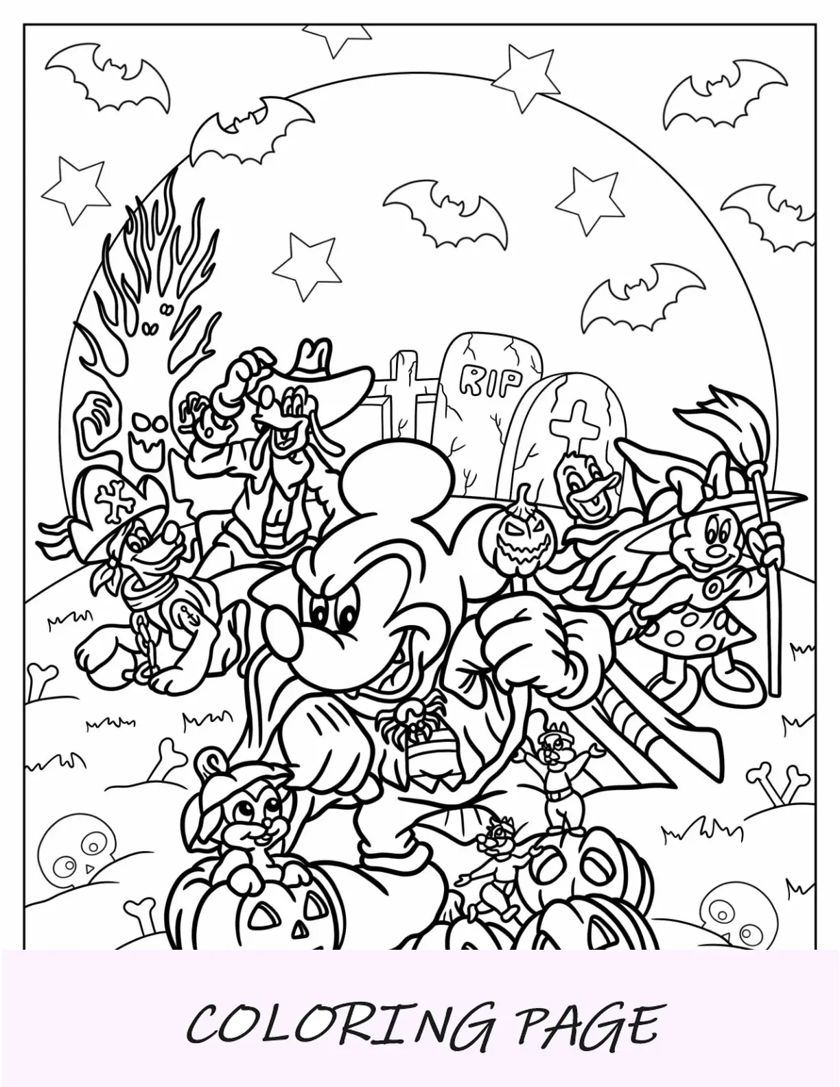 Espeluznante Mickey Mouse Y Sus Amigos En El Cementerio Disney Halloween Para Colorear