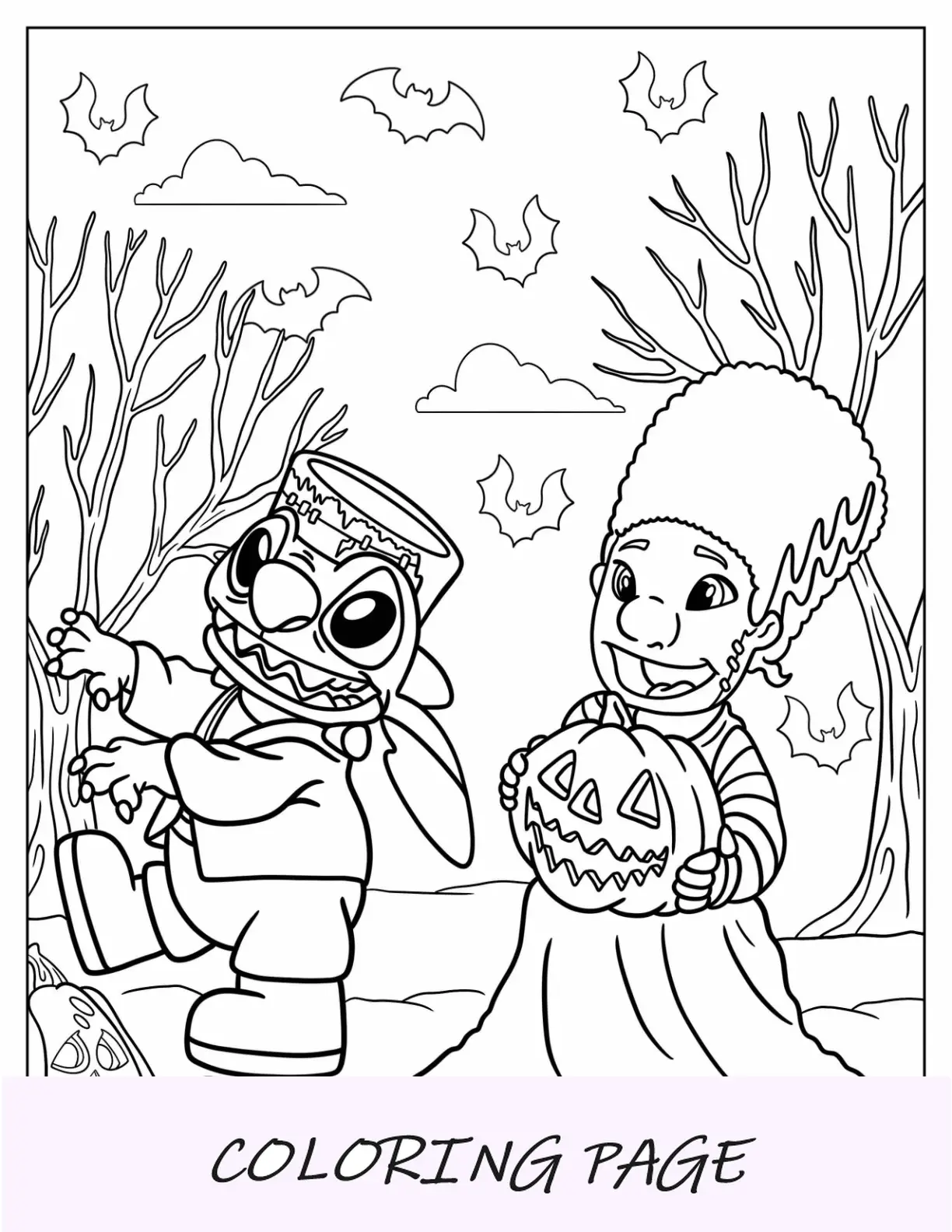 Frankenstein Lilo Stitch Disney Halloween Para Colorear