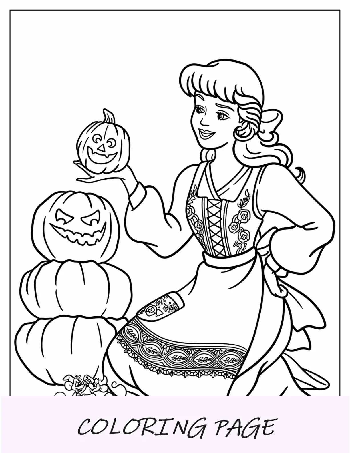 Cenicienta Haciendo Jack O Lantern Tower Disney Halloween Página Para Colorear