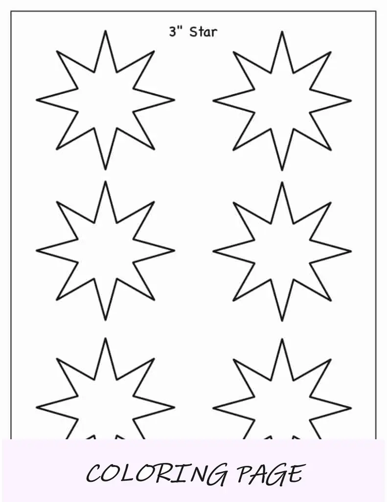 Modelo de estrela de 8 pontas e 3 polegadas