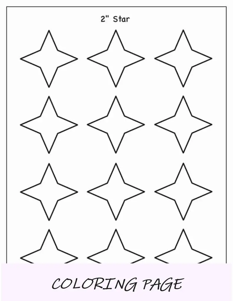 Modelo de estrela de 4 pontas e 2 polegadas
