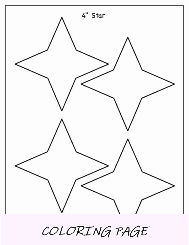 Modelo de estrela de 4 pontas de 4 polegadas