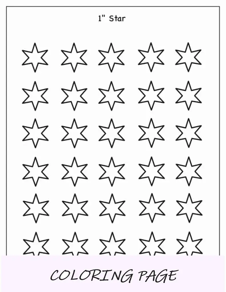 Modelo de estrela de 6 pontas de 1 polegada