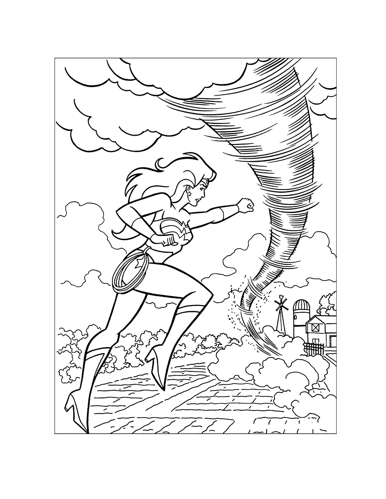 Wonder Woman Vs Cyclone Coloring Page