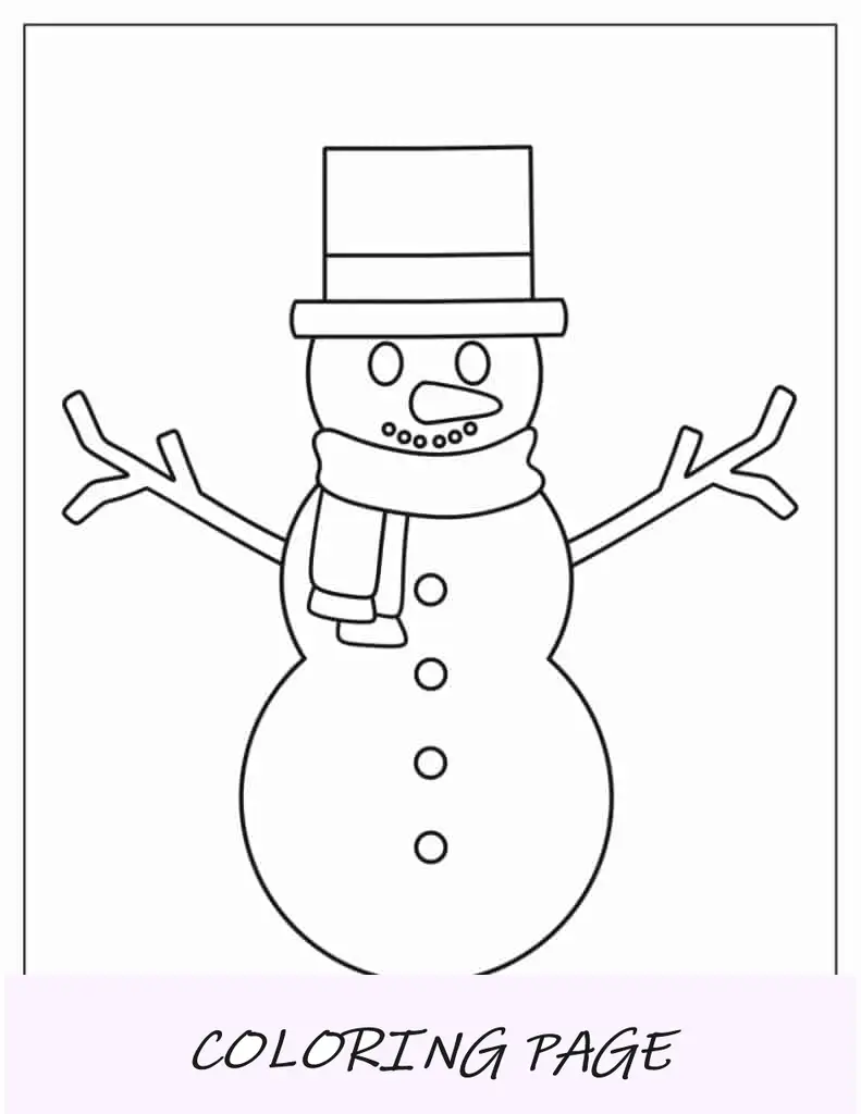 Modelo de boneco de neve Kawaii de meia página
