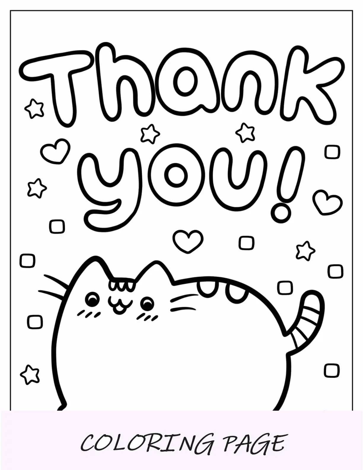Danke, Malseite, Mit, Niedlich, Pusheen, Für, Vorschulkinder