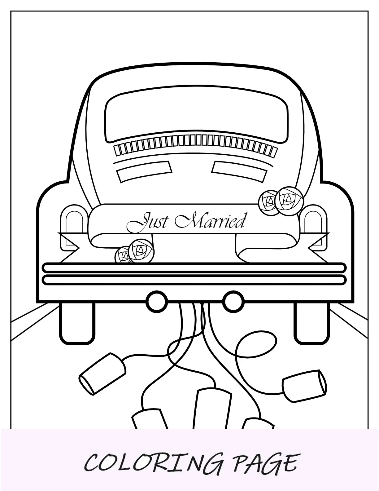 Ausmalbild Hochzeit Auto