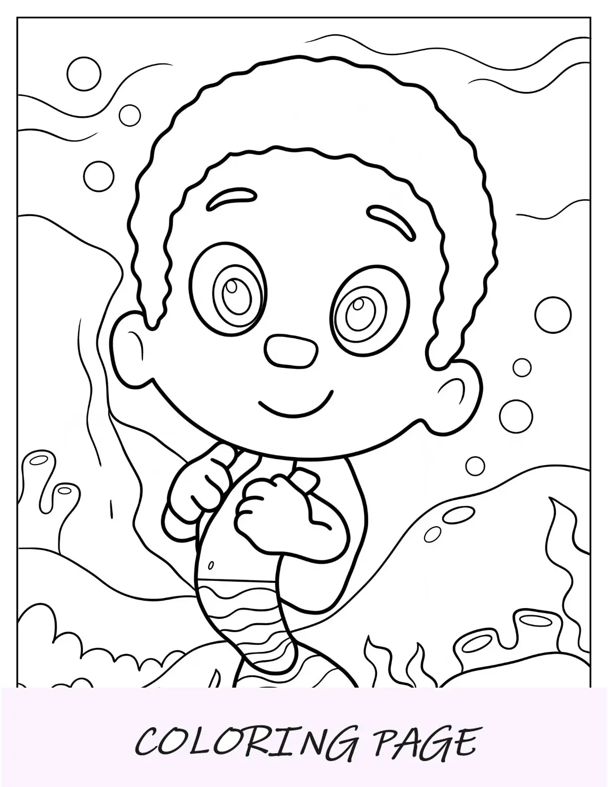 Página para colorir de Bubble Guppies de um góbio fofo com mochila