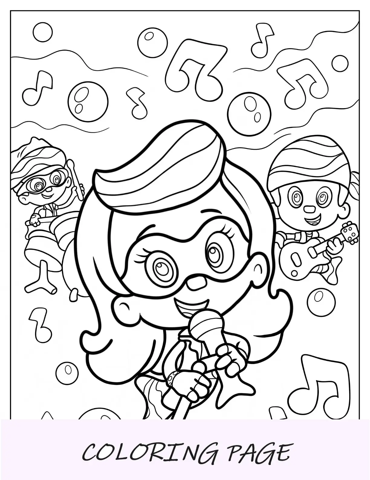 Molly cantando na banda Bubble Guppies para colorir