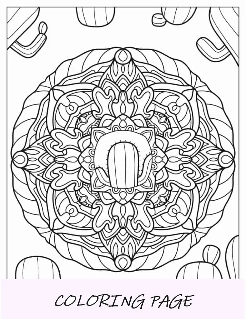 Página para colorear de cactus abstractos