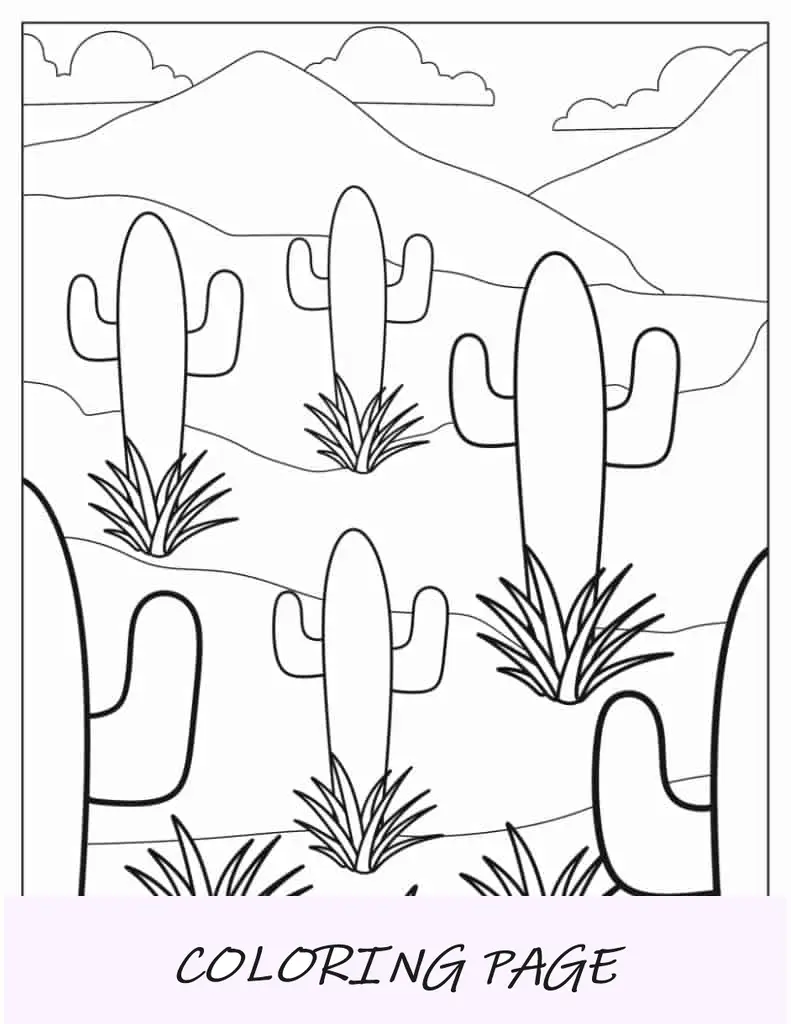 Esquema simple de una planta de cactus para niños en edad preescolar