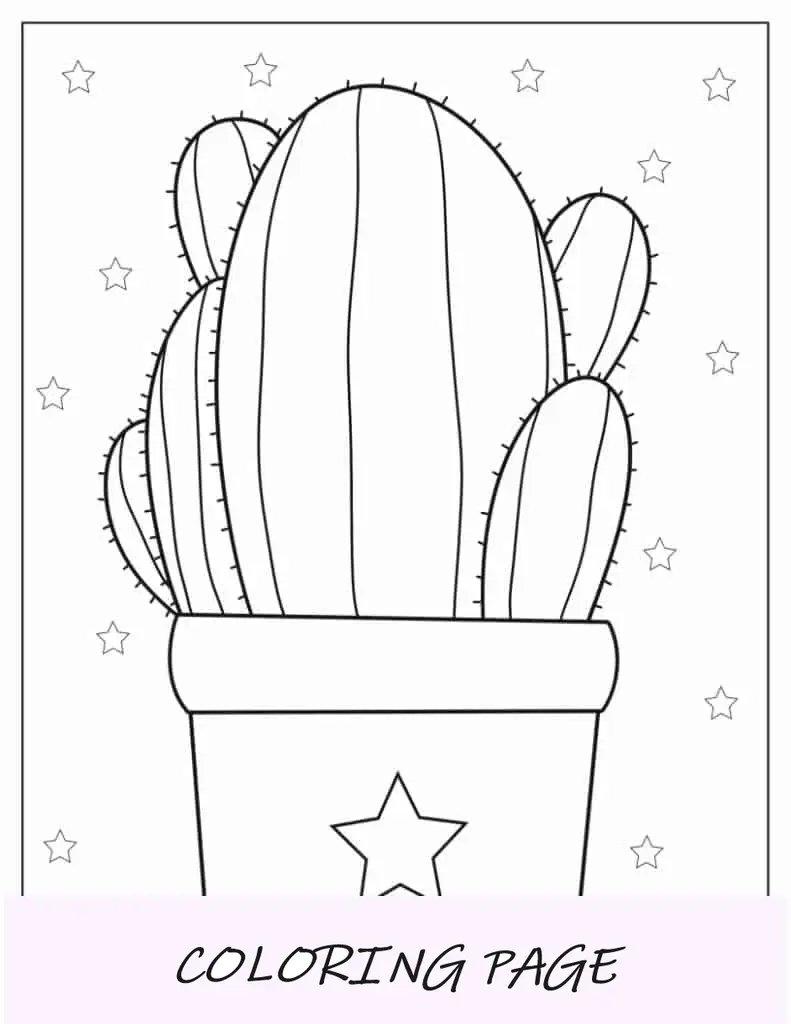Contorno simple de un cactus saguaro para colorear