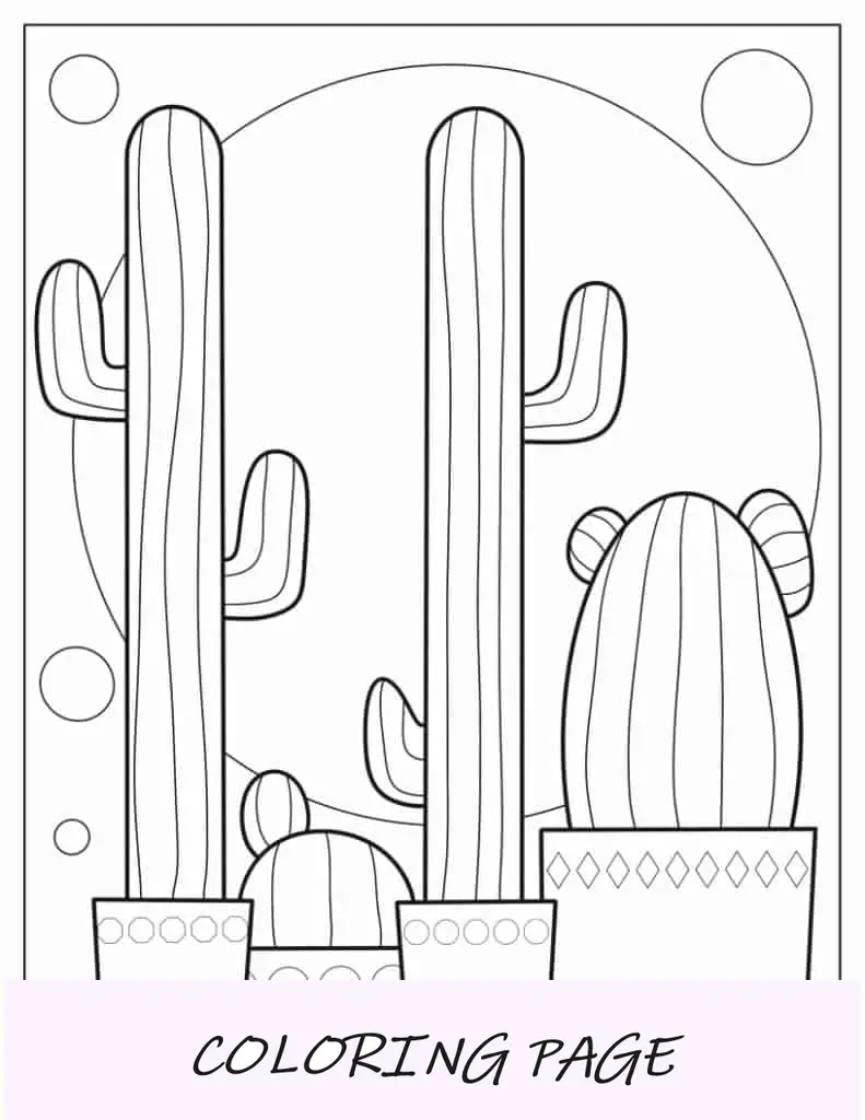 Página para colorear de mandala de cactus simple para adultos