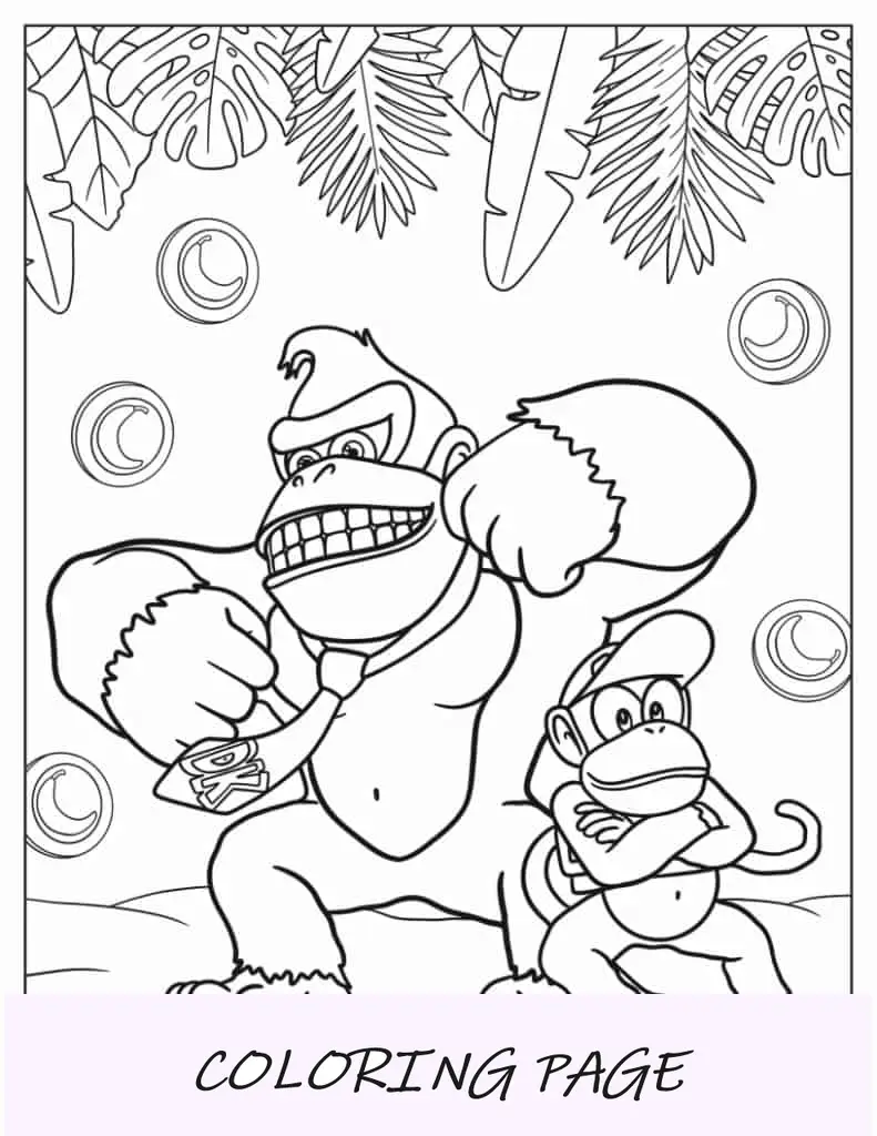 Página para colorir de Diddy e Donkey Kong
