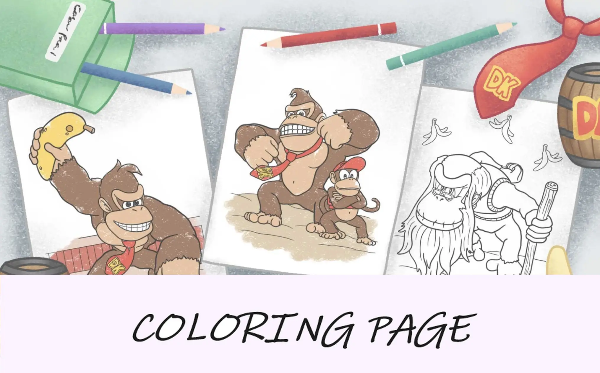 Imagem de destaque das páginas para colorir de Donkey Kong