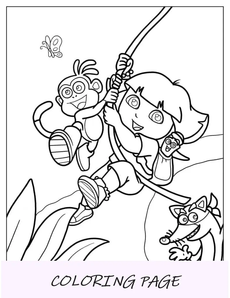 Dora y botas balanceándose desde Vine con Swiper_
