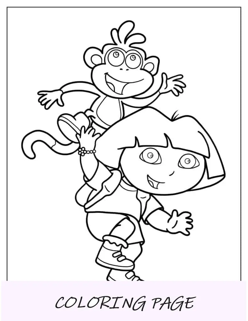 Página Para Colorear Fácil De Dora Y Botas