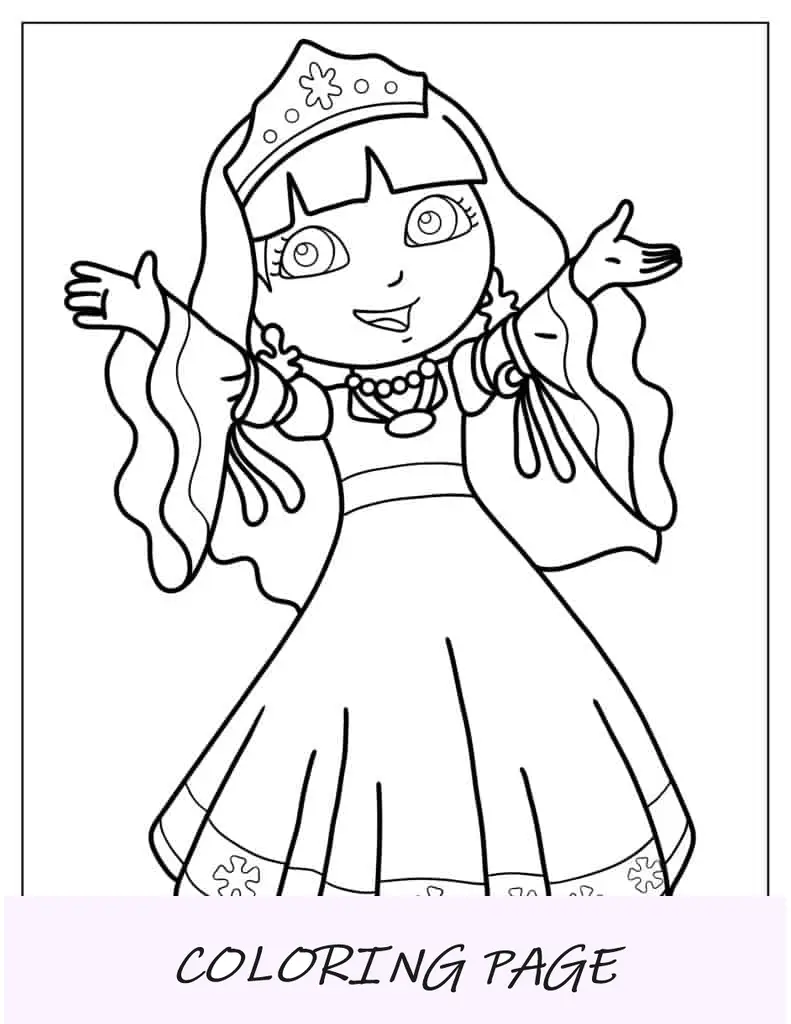 Princesa Dora Página para colorear