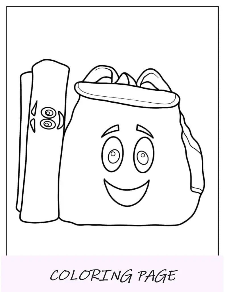 Página Para Colorear Simple Mapa De Doras Y Mochila