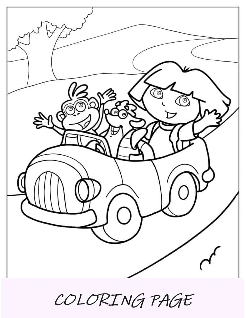 Tico, Botas Y Dora Conduciendo En Coche