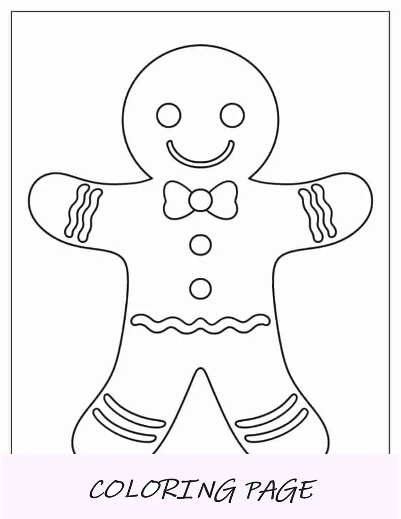 Modelo de boneco de gengibre feliz de meia página