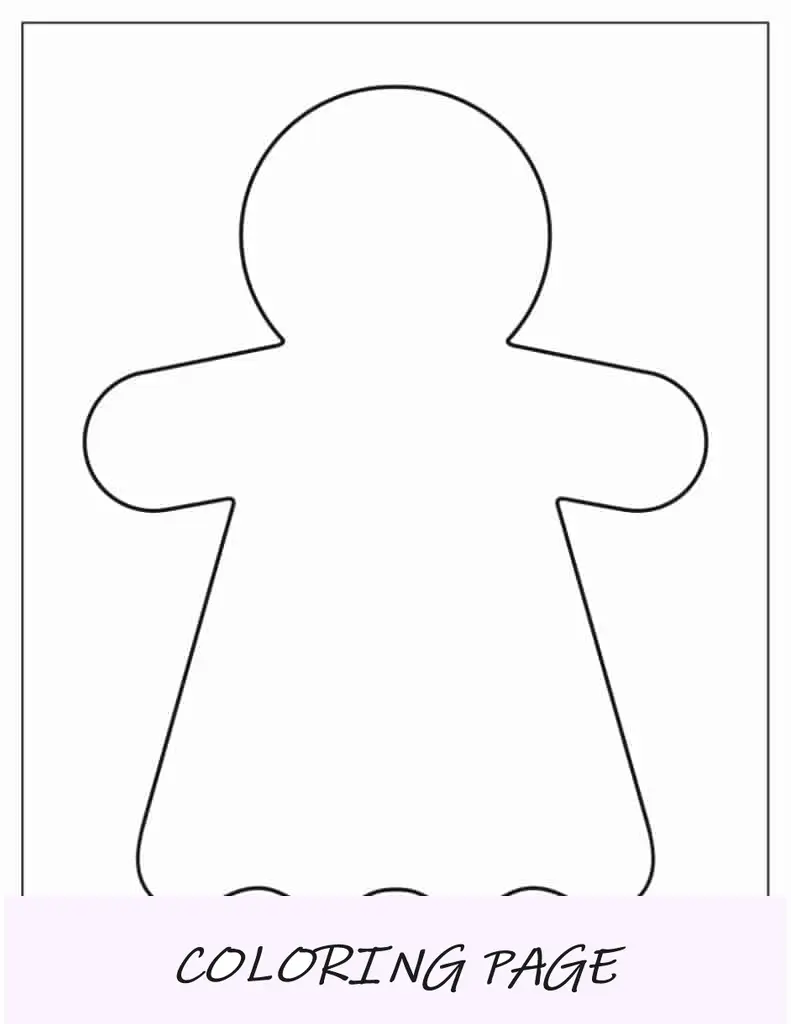 Modelo fácil de boneco de gengibre de meia página para crianças em idade pré-escolar