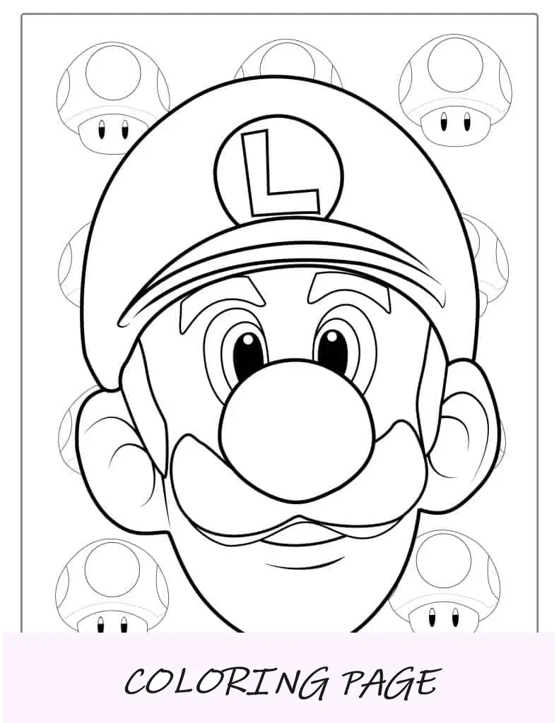Página para colorir simples do Luigi Face