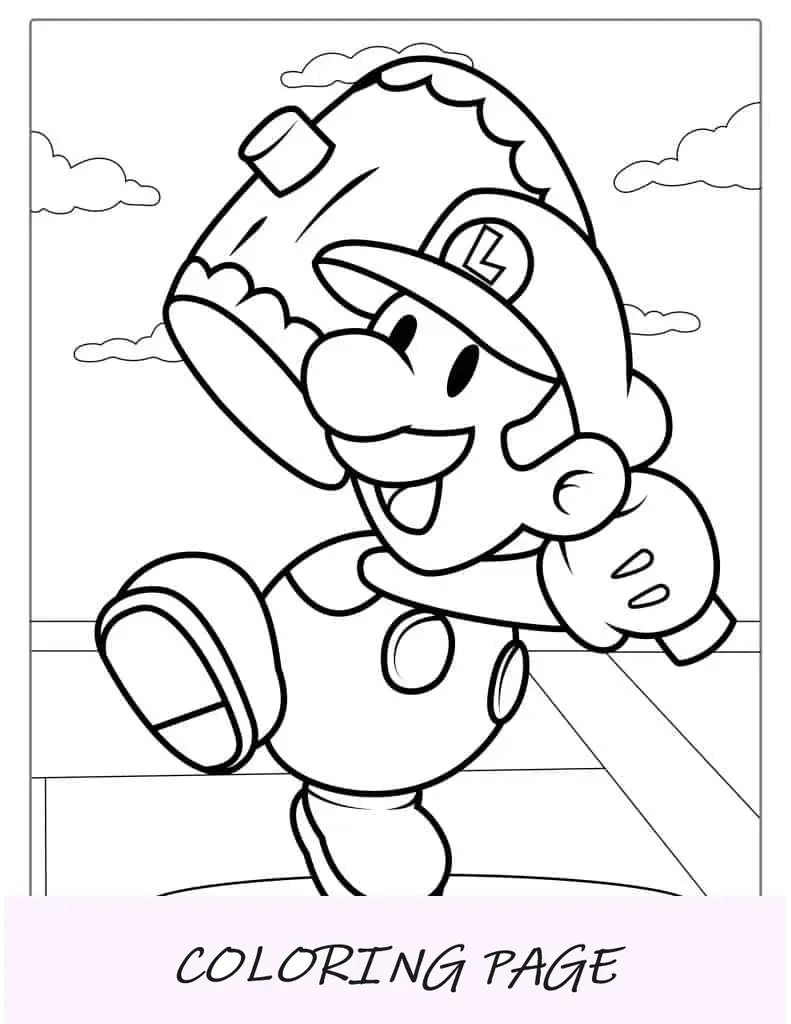 Página para colorir de Luigi de papel para crianças