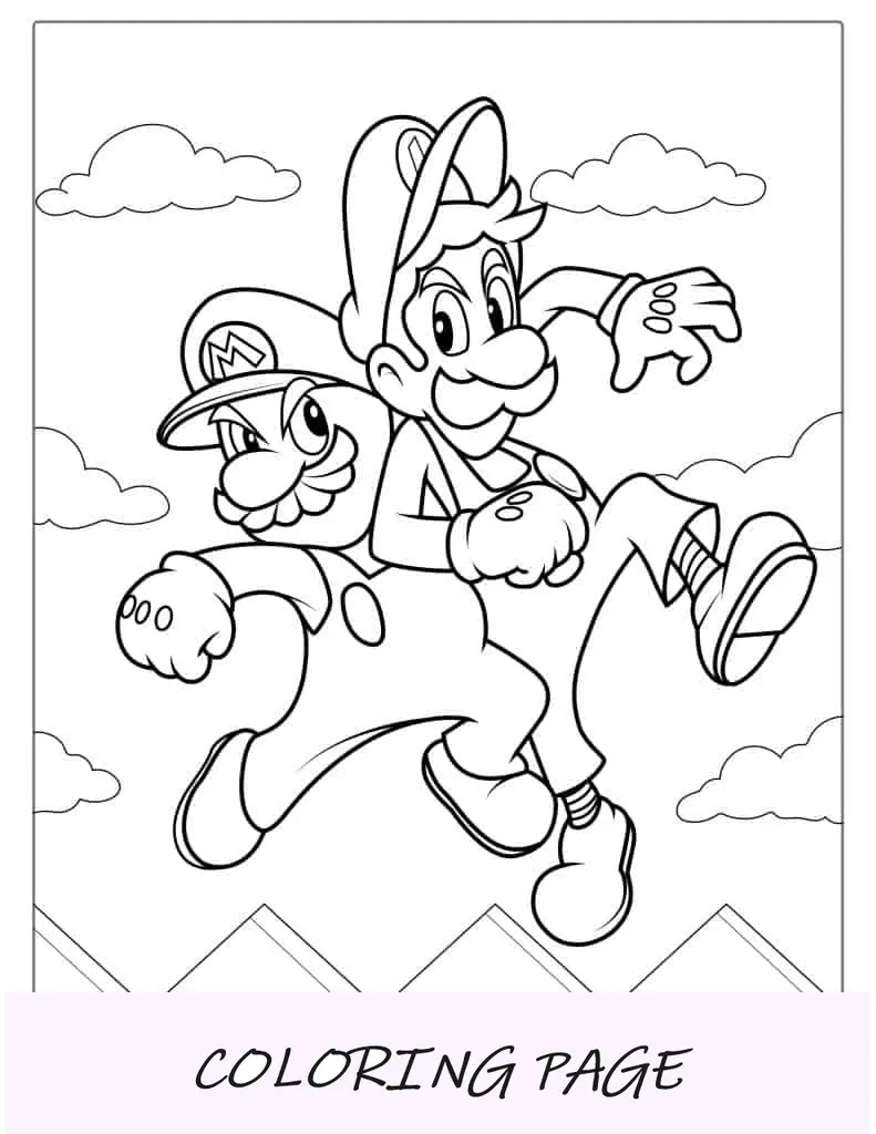Folha para colorir Mario e Luigi