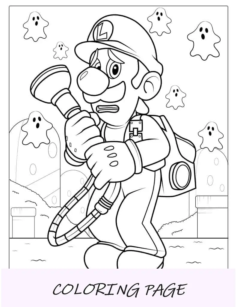 Página para colorir do Luigi assustado