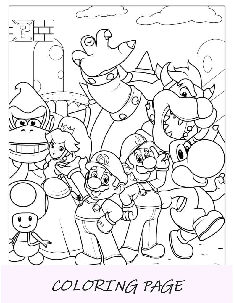 Luigi com outros personagens icônicos da Nintendo