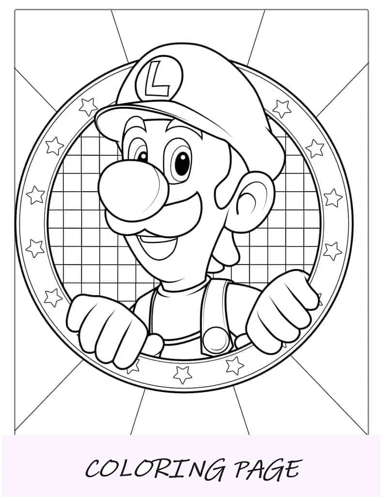 Rosto sorridente de Luigi para colorir