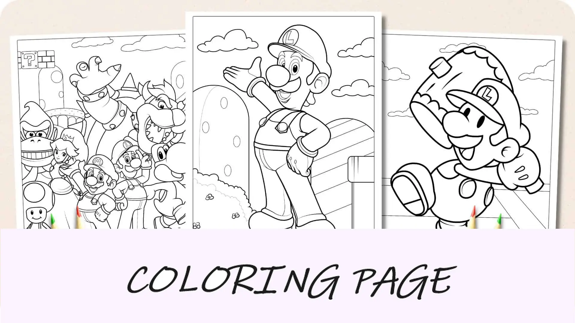 Imagem em destaque de páginas para colorir de Luigi
