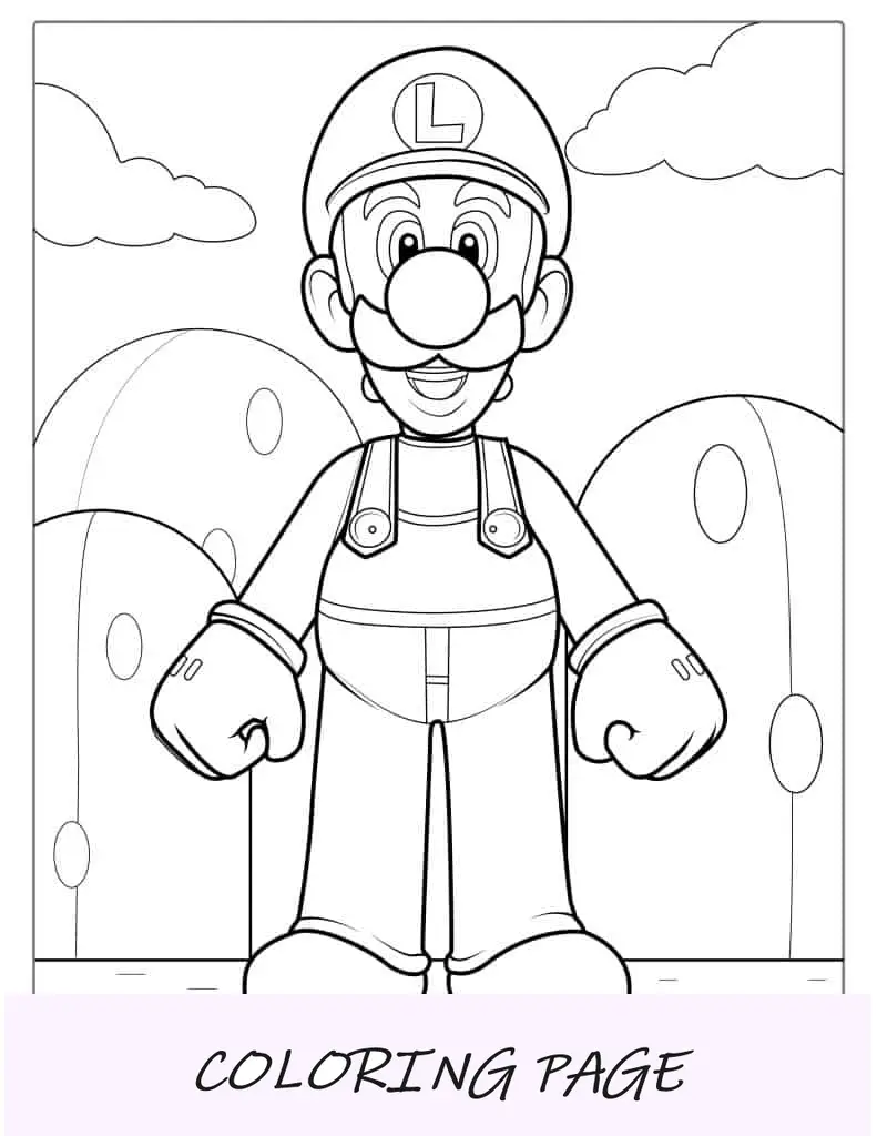 Desenho para colorir do Luigi sorridente