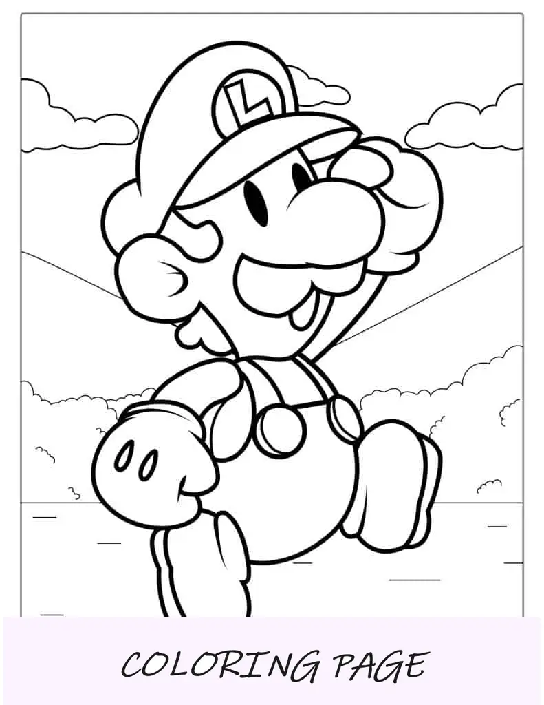 Contorno fácil do bebê Luigi para colorir