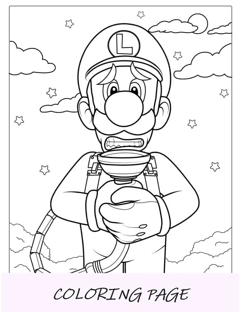 Página para colorir da mansão de Luigi