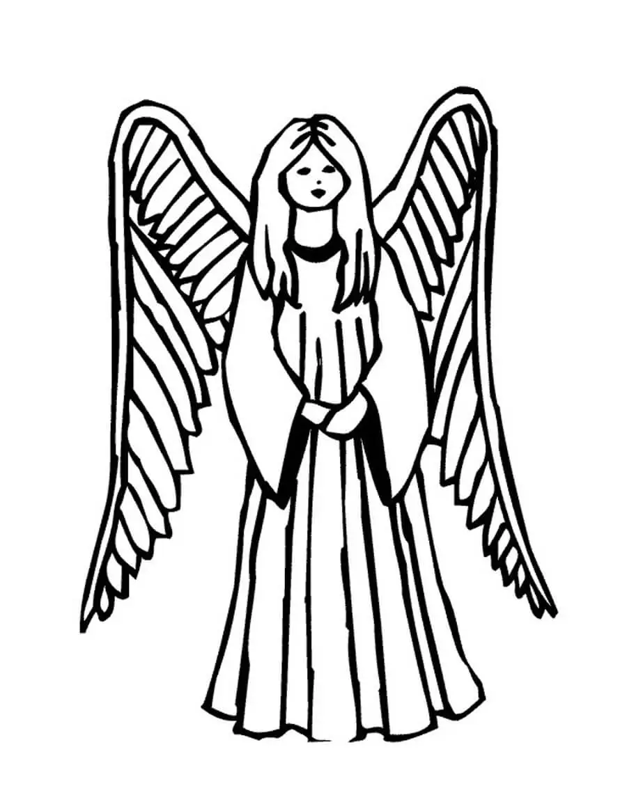 Simple Girl Angel Coloring Page