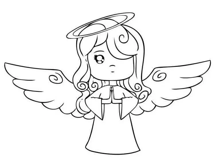 Printable Cartoon Angel Coloring Page