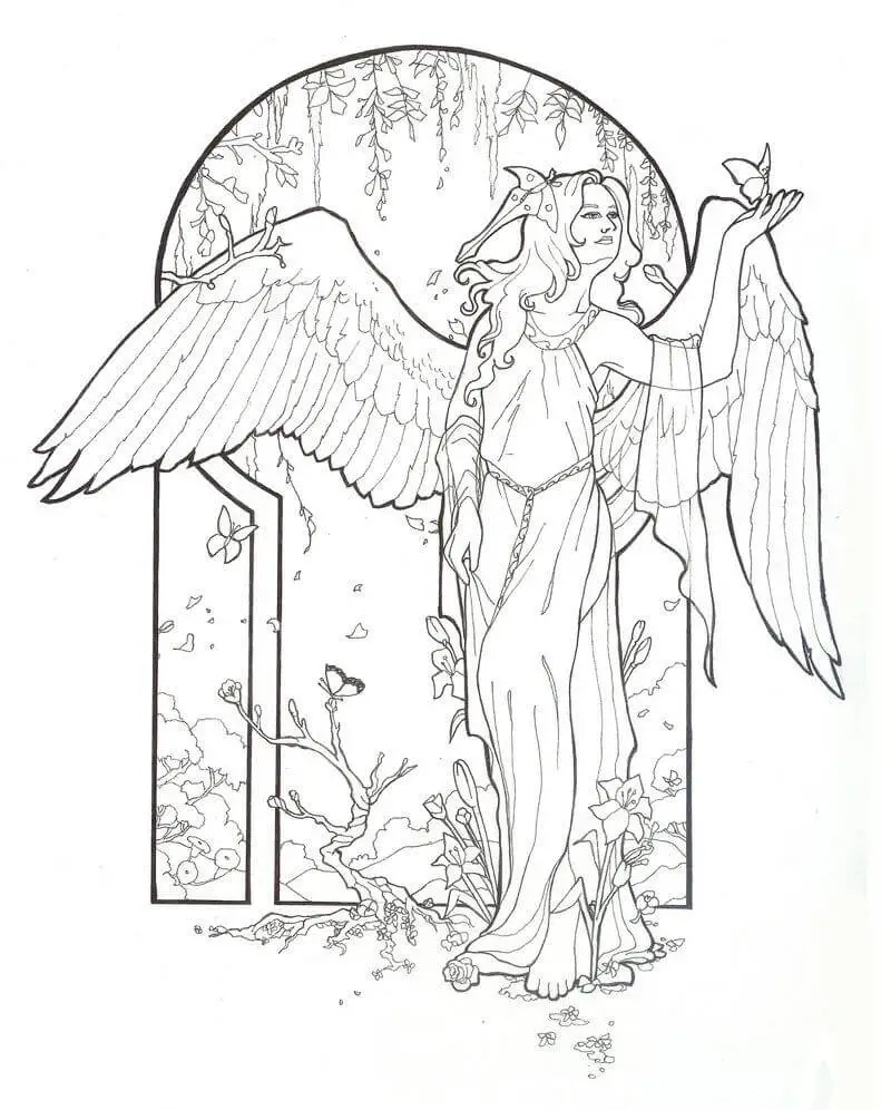 Nature Angel Coloring Pages