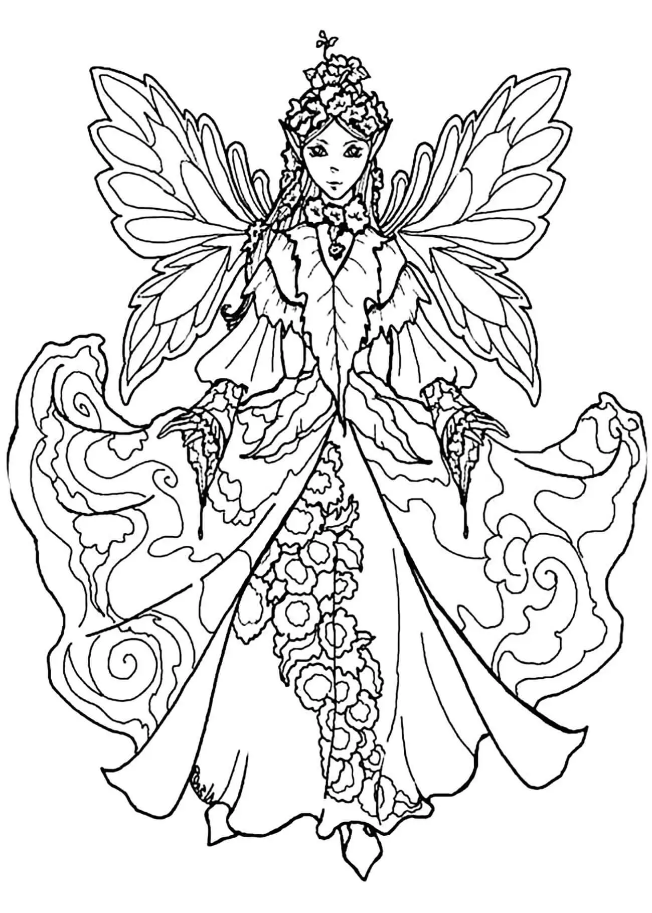 Ornate Fairy Coloring Page