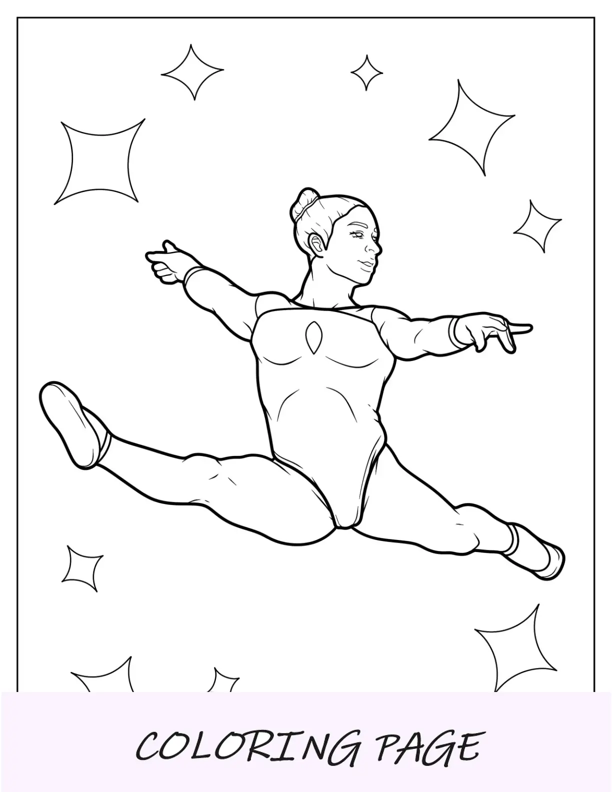 Página para colorir de ginástica de McKayla Maroney Mid Air Split