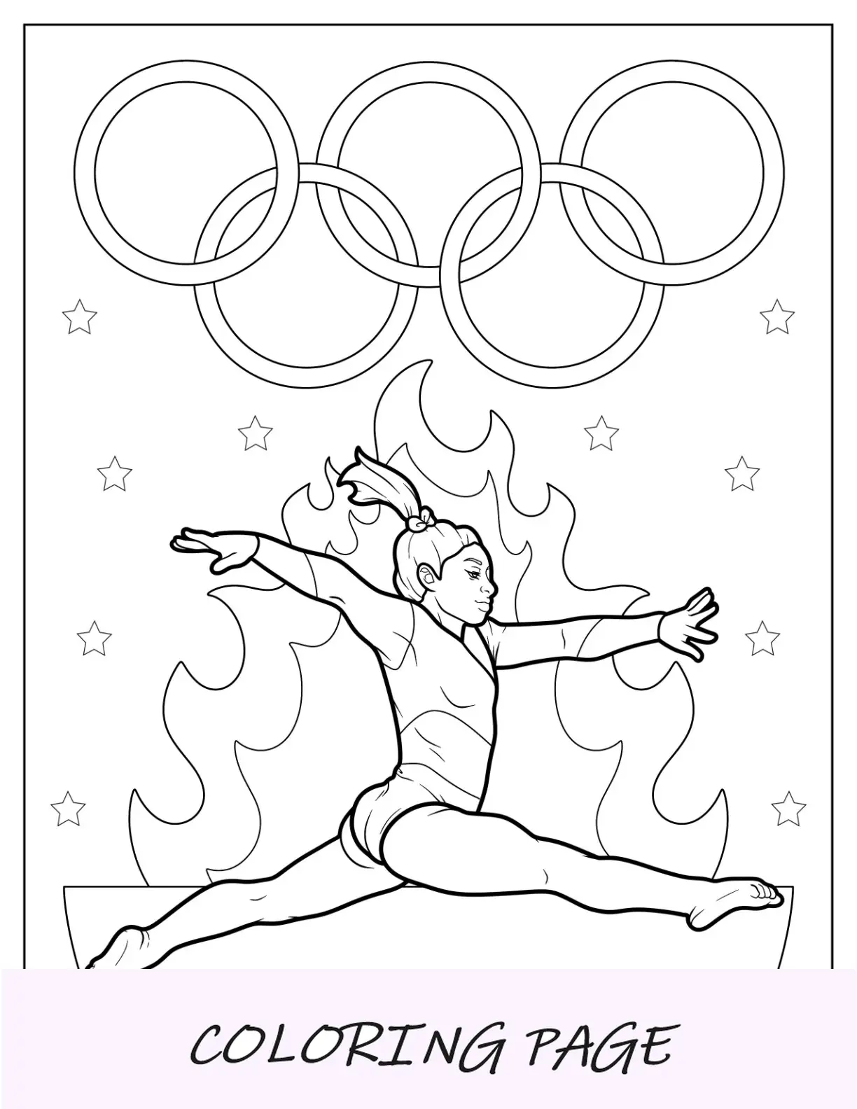 Página para colorir de ginástica de Simone Biles nas Olimpíadas