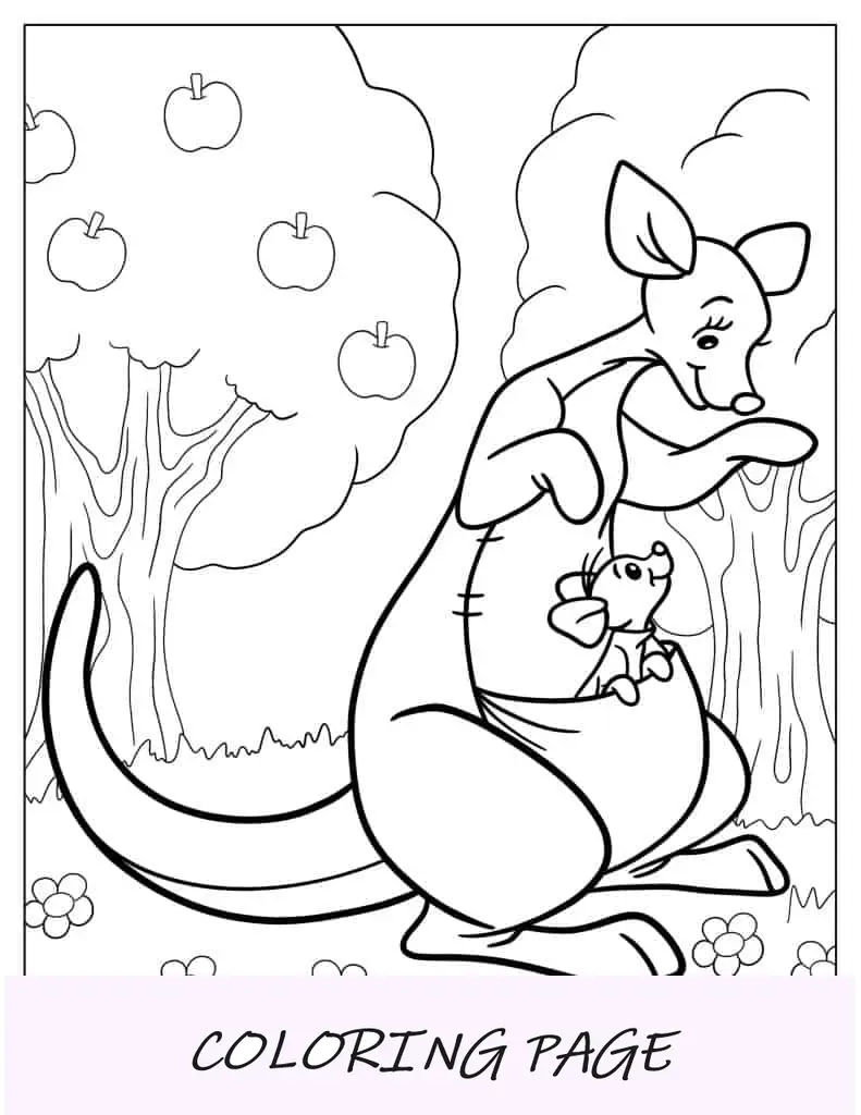Página para colorir de Kanga e Roo
