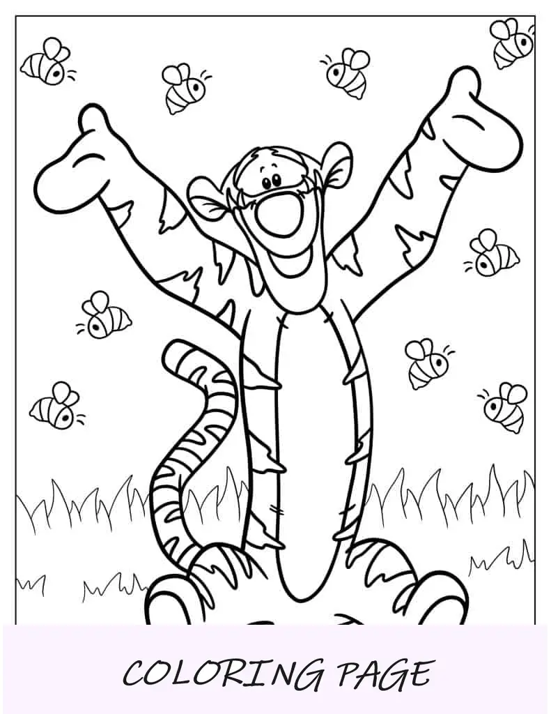 Desenho para colorir do Tigrão Feliz do Ursinho Pooh