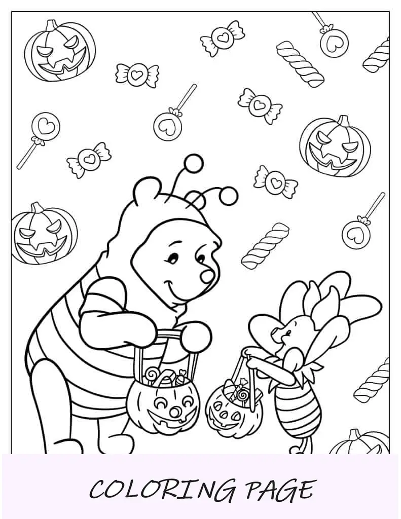 Truques ou travessuras do Ursinho Pooh com tema de Halloween