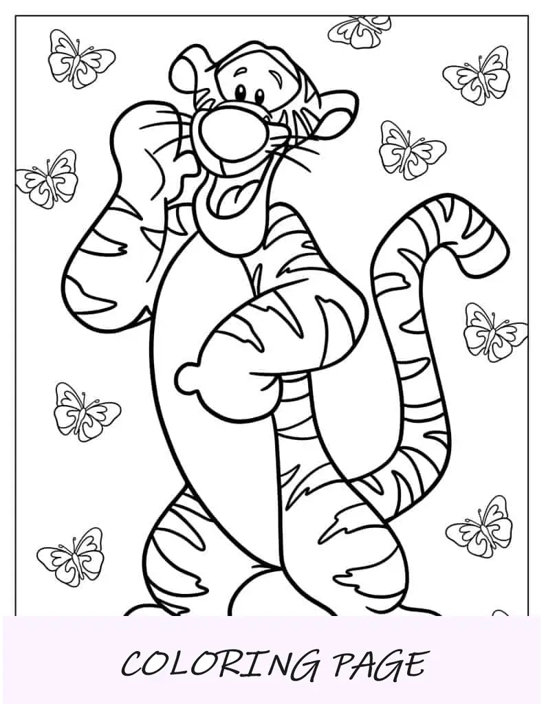 Esboço simples de tigre para colorir para crianças