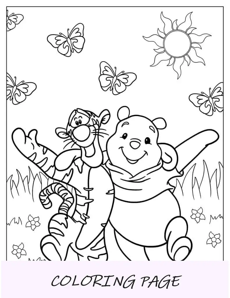 Tigrão e Ursinho Pooh para colorir