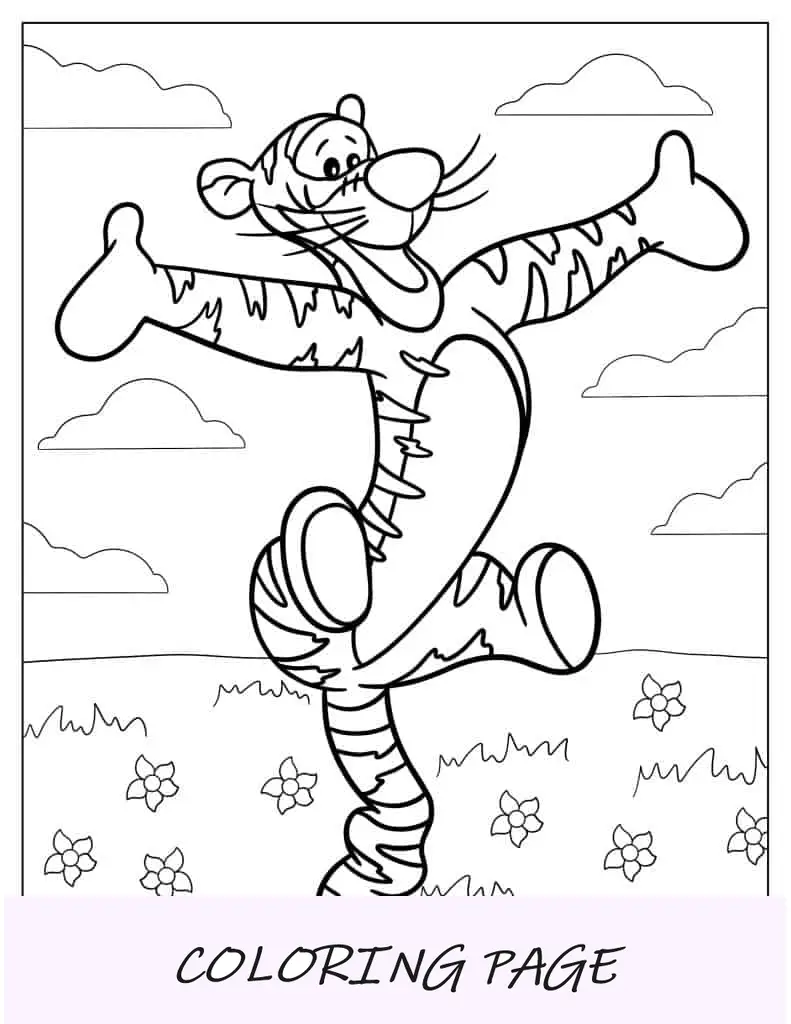 Página para colorir de tigre para crianças